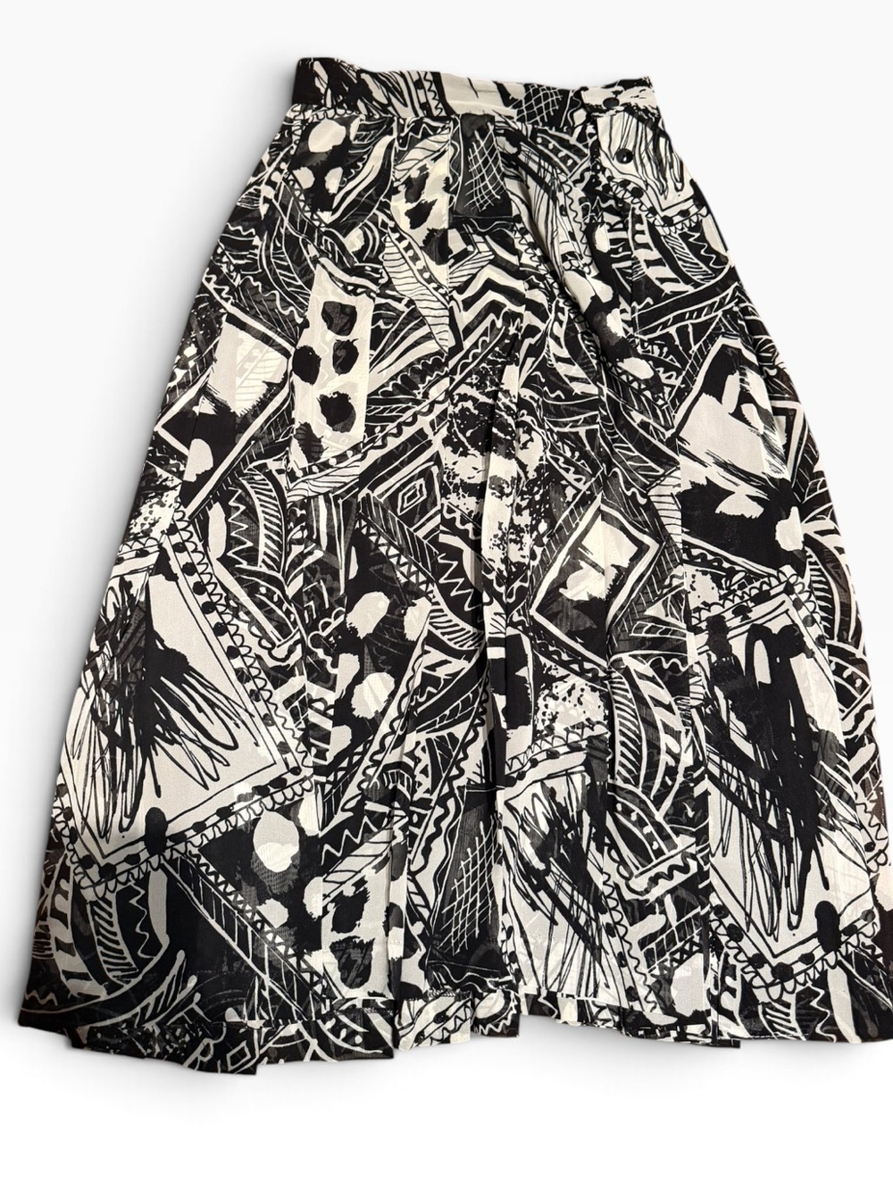 Vintage Jean-Claude Poitras Black & White Patterned A-Line Skirt size 6